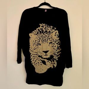 Black blouse with Leopard graphic